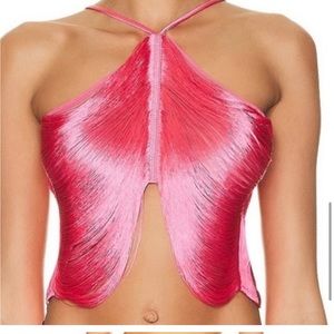 Cult Gaia quella metallic fringe top-  sangria XS